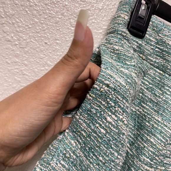 zara mini skirt small S green tweeted pockets textured weave chic made spain an - Picture 5 of 10